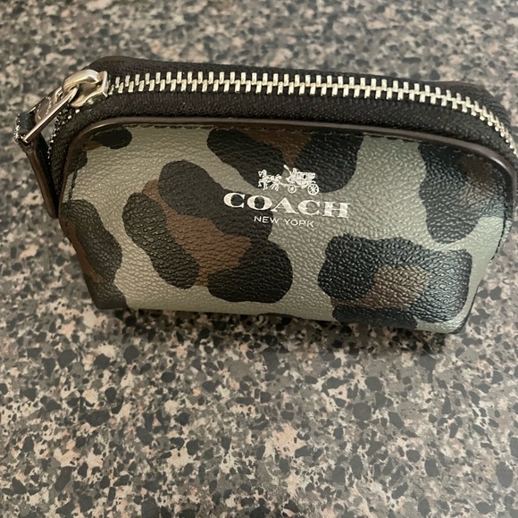 Coach Black and Brown Camouflage Leopard Coin Purse - Picture 1 of 6